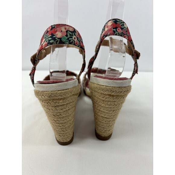 Sperry Topsiders Platform Wedge Heels Sandals Red Floral Print Stripe 9.5 M Rope - Picture 11 of 15